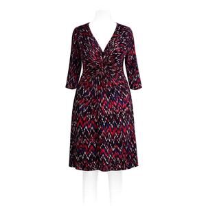 Avenue Women’s V-Neck 3/4 Sleeve Stretch A-Line Dress - Size 26/28